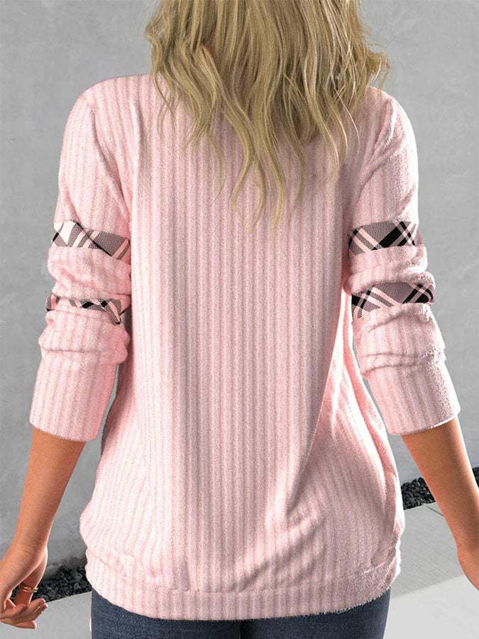 Tie Side Light Pink Fake Two-Piece Sweatshirt
