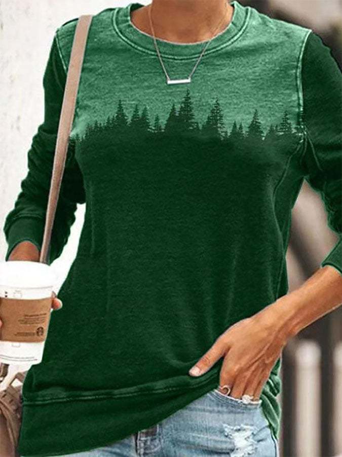 Casual Colorblock Printed Long Sleeve Sweatshirt