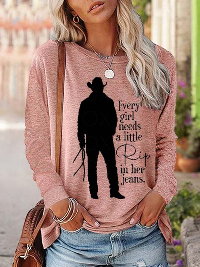Women's Every Girl Needs a Little Rip Beth Dutton Print Long Sleeve T-Shirt