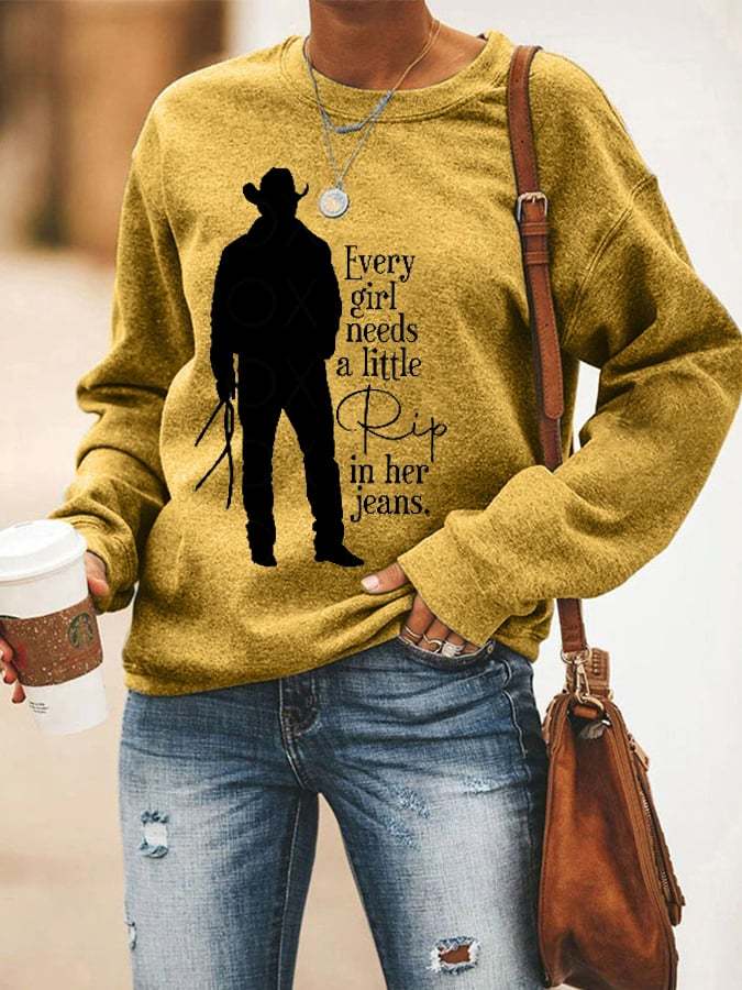 Women's Every Girl Needs a Little Rip Beth Dutton Printed Casual Sweatshirt