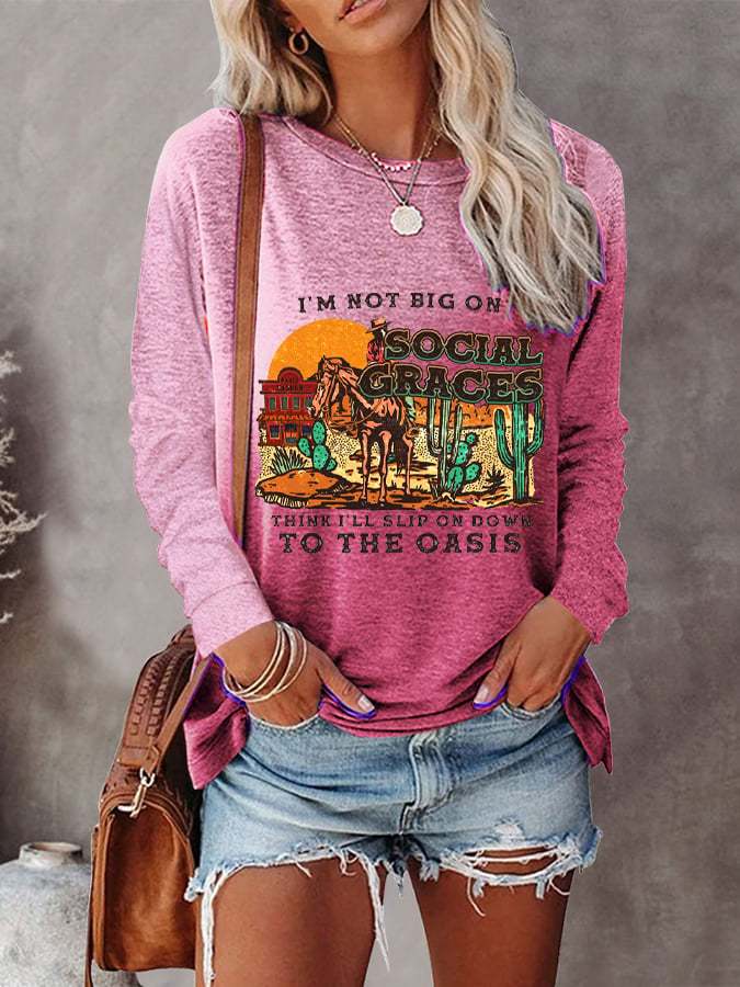 Women's Not Big On Social Graces Print Casual Sweatshirt