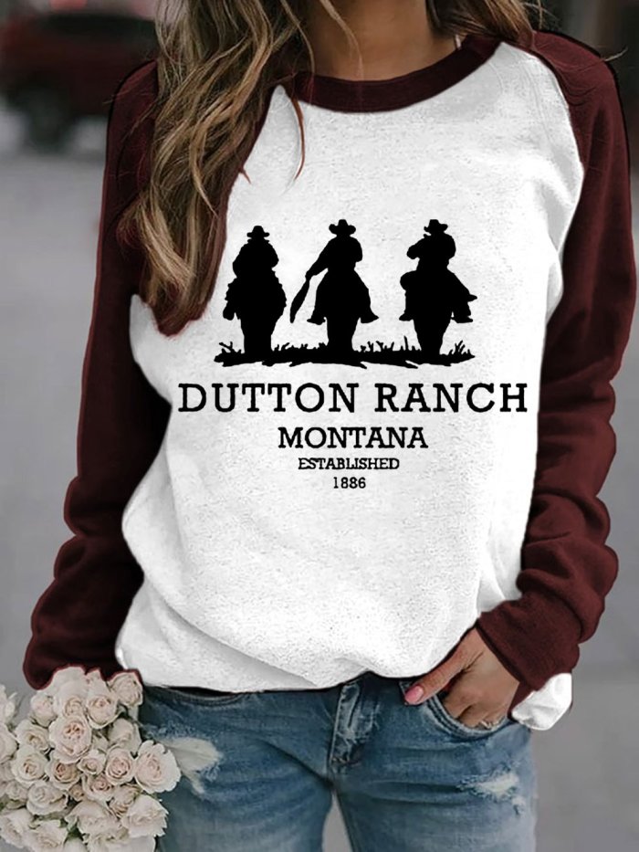 Women's Dutton Ranch Print Casual Crew Neck Sweatshirt