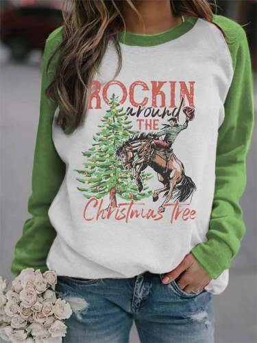 Women's Rockin Around The Christmas Tree Print Sweatshirt