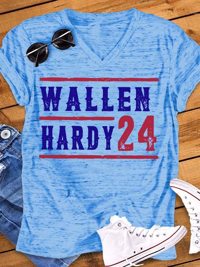 Women's Wallen Hardy 24 Print V-Neck T-Shirt
