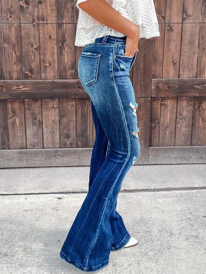 Vintage Ripped Wide Leg Jeans