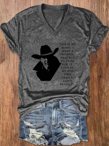Women's John Dutton THIS IS MY HOME. Printed V-Neck Tee