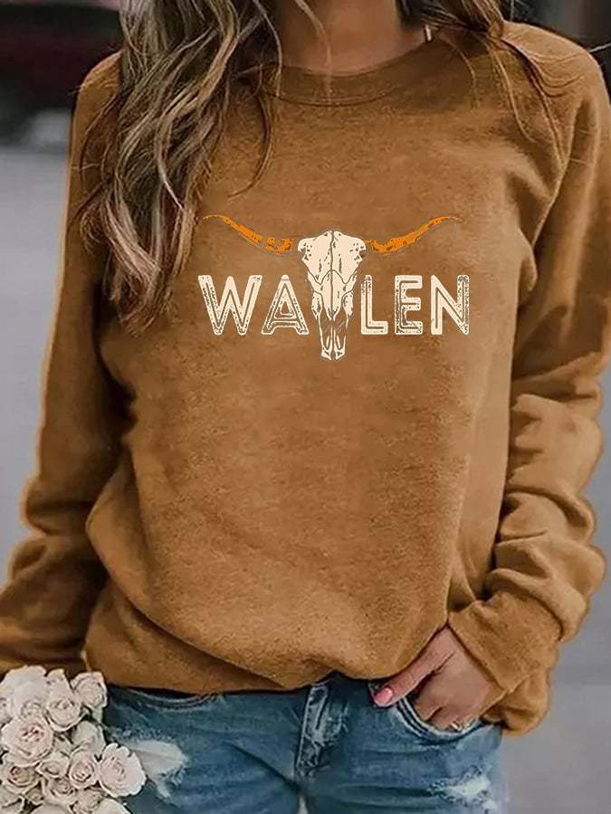 Women's Western Print Round Neck Casual Sweatshirt