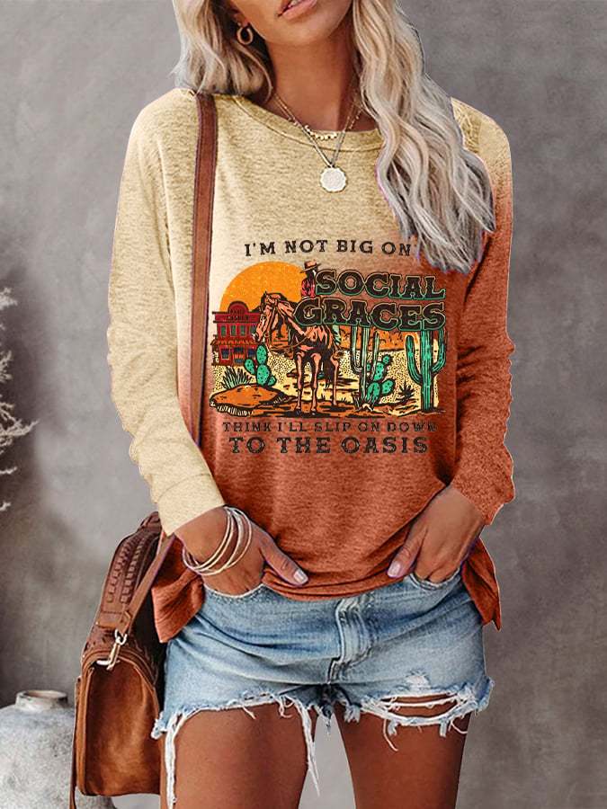 Women's Not Big On Social Graces Print Casual Sweatshirt