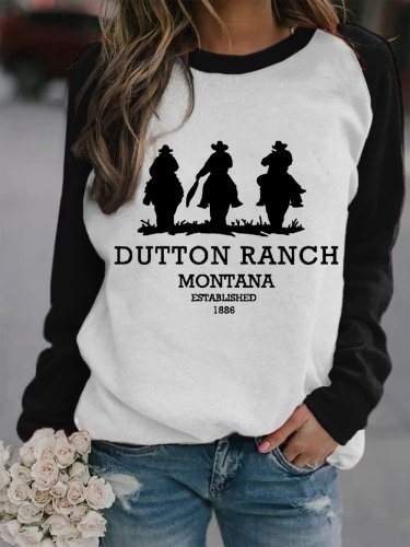 Women's Dutton Ranch Print Casual Crew Neck Sweatshirt