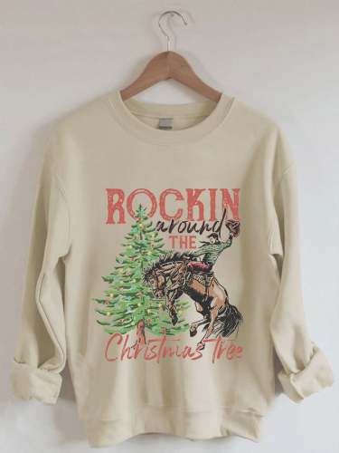 Women's Rocking Around The Christmas Tree Print Casual Sweatshirt