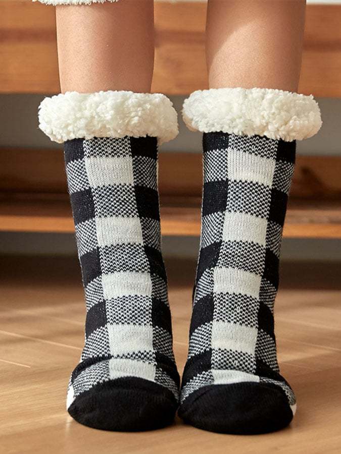 Plaid Plus Velvet Warm Socks