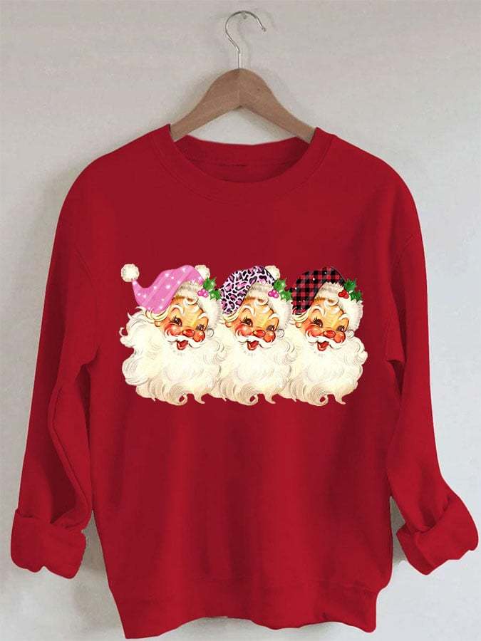 Fashion Santa Print Long Sleeve Sweatshirt