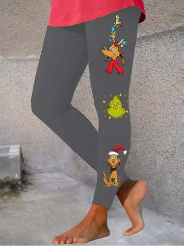 Women's Merry Christmas Cartoon Print Leggings