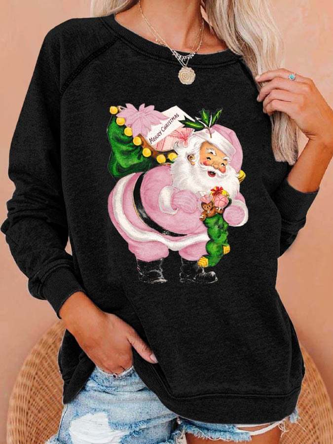 Women'S Santa Sequins Print Casual Sweatshirt