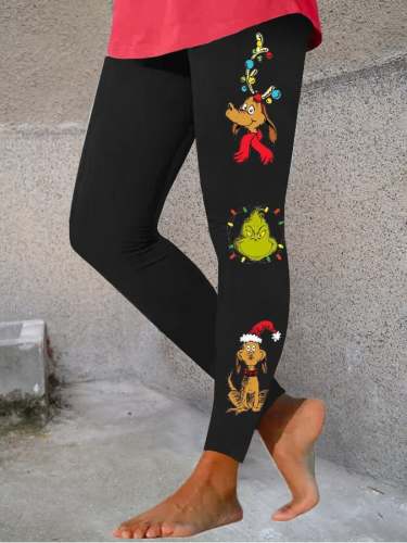 Women's Merry Christmas Cartoon Print Leggings