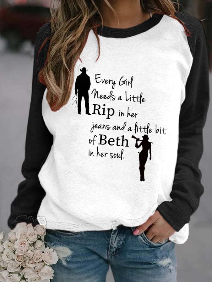 Women's Every Girl Needs a Little Rip Beth Print Casual Sweatshirt