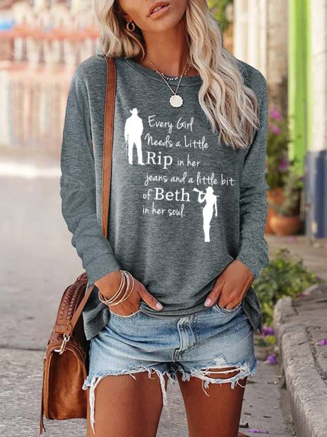 Women's  Every Girl Needs a Little Rip Beth Print Sweatshirt