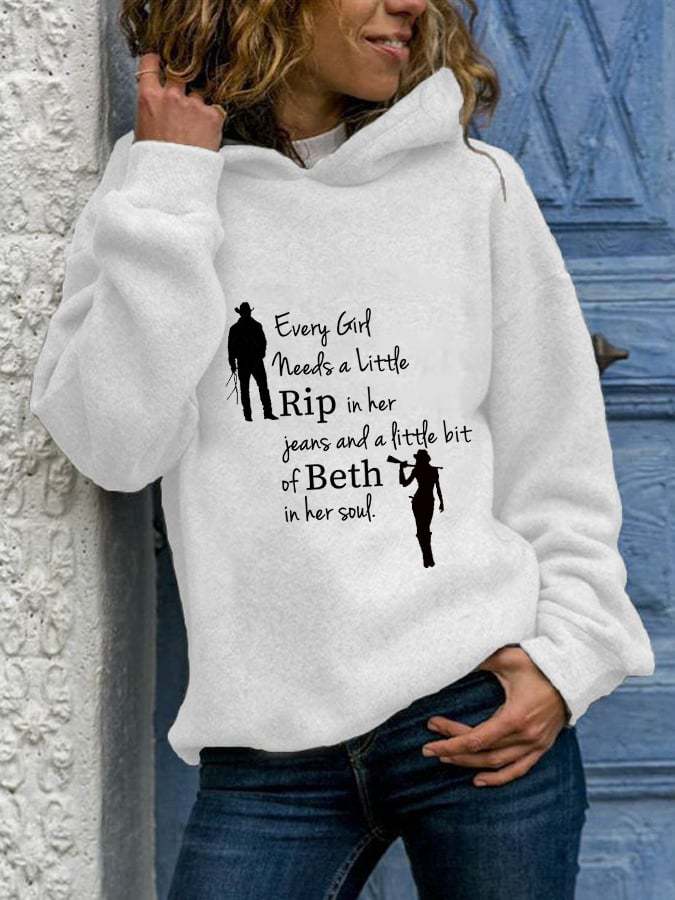 Women's Casual Every Girl Needs a Little Rip Beth Printed Hoodie