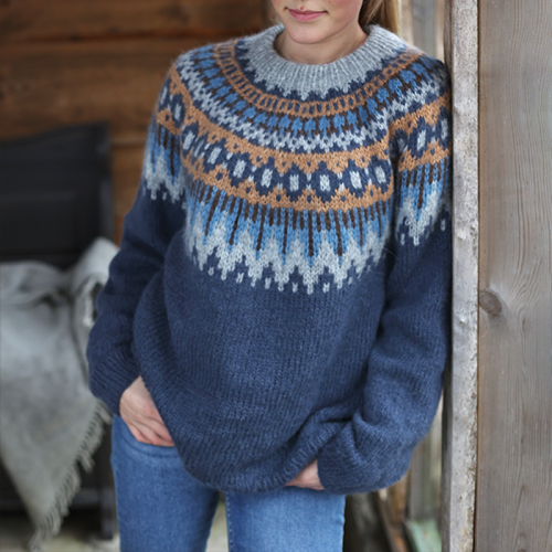 Vintage Fairman Island Contrast Panel Jacquard Sweater