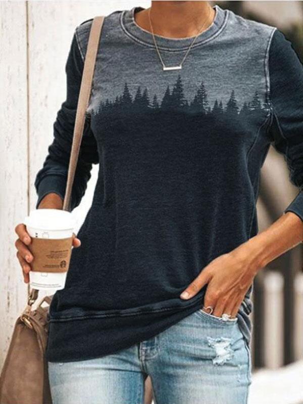 Womens printed long-sleeved casual sweatshirt