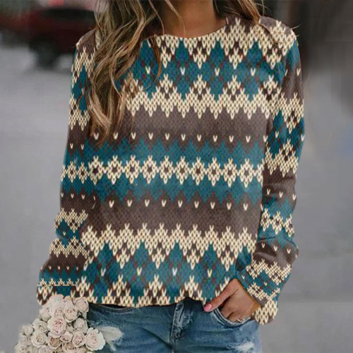 Wavy Sweater Print Vintage Crewneck Sweatshirt