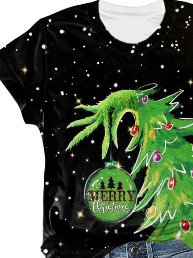 Merry Christmas Grinchmas Print T-Shirt