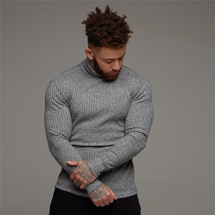 Men's Casual Outdoor Solid Color Turtleneck Long Sleeve Muscle Shirt