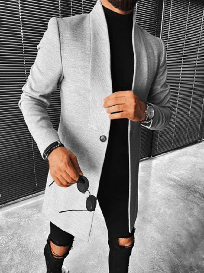 Men's Fashion Stand Collar Mid Length Coat