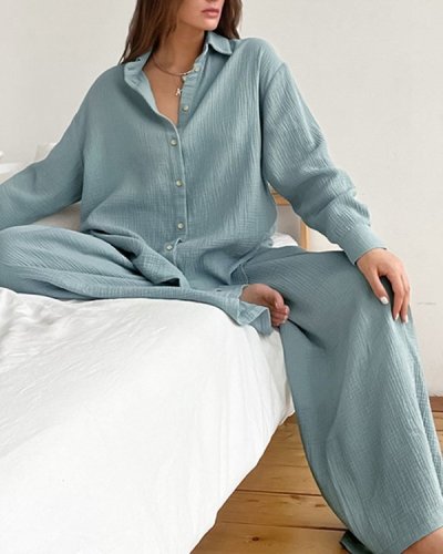 Loose Shirt and Trousers Two-piece Home Suit