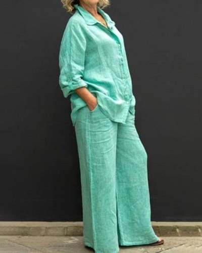 Casual Loose Linen Two Piece Suit