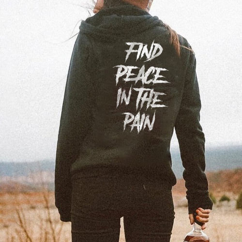 FIND PEACE IN THE RAIN Casual Hooded Sweater