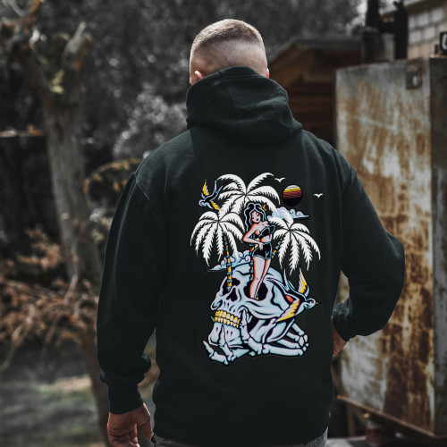 Fashion Skull Printed Casual Men's Hoodie