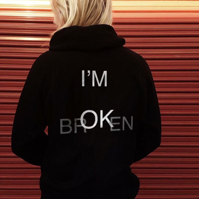 I'm Broken Printed Women's Basic All-match Hoodie