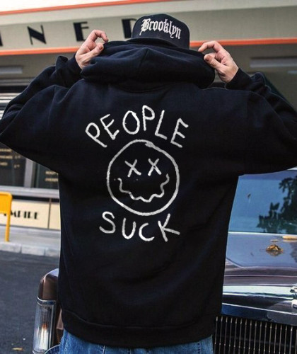 people suck Letter Print Casual Hoodie