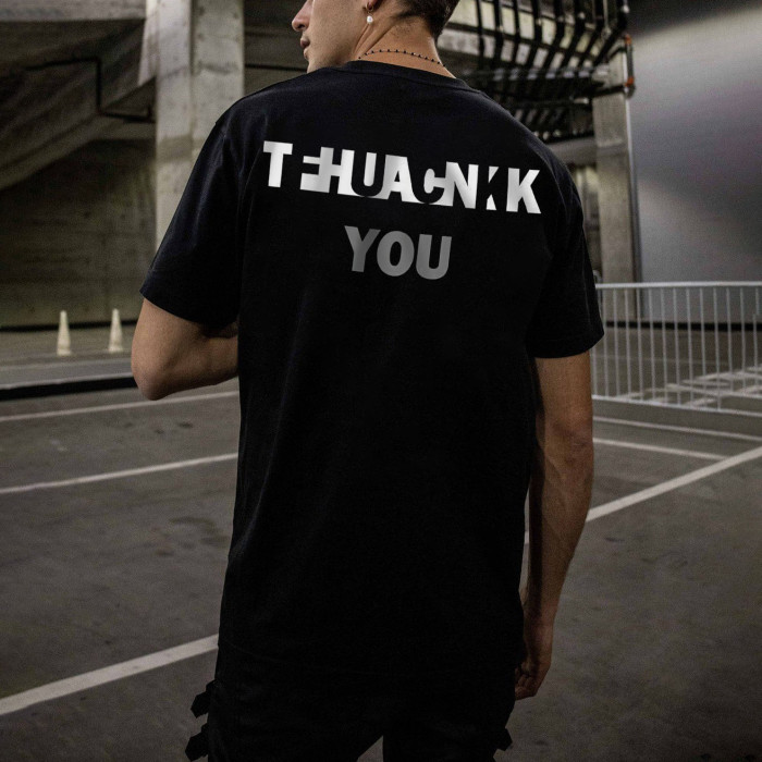 Thank You Ambiguity Letter Print  Round Neck Men's T-shirt