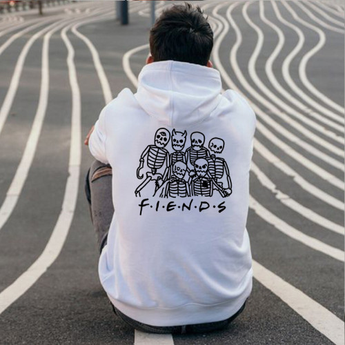 Fiends Skull Alloy Printed Casual Men's Hoodie