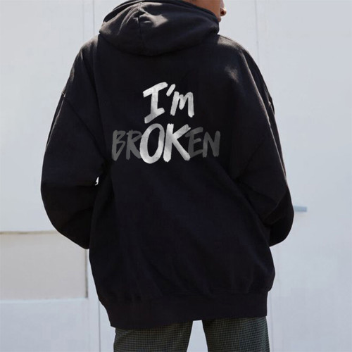 I'M OK Women's casual printed hoodie