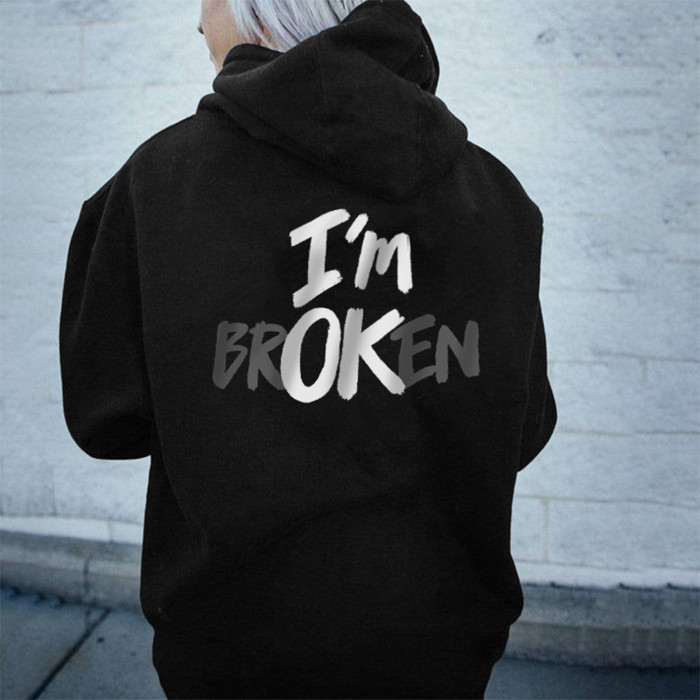 I'M OK Women's casual printed hoodie