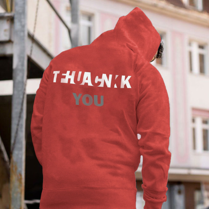 Thank You  Ambiguity Letter Print Casual Hoodie