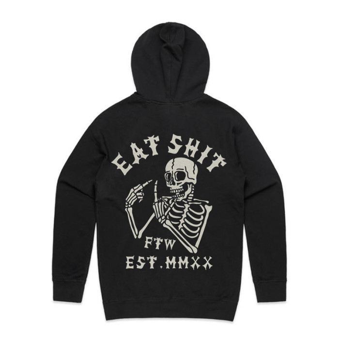 Eat Shit Skull Middle Finger Print Men's Hoodie