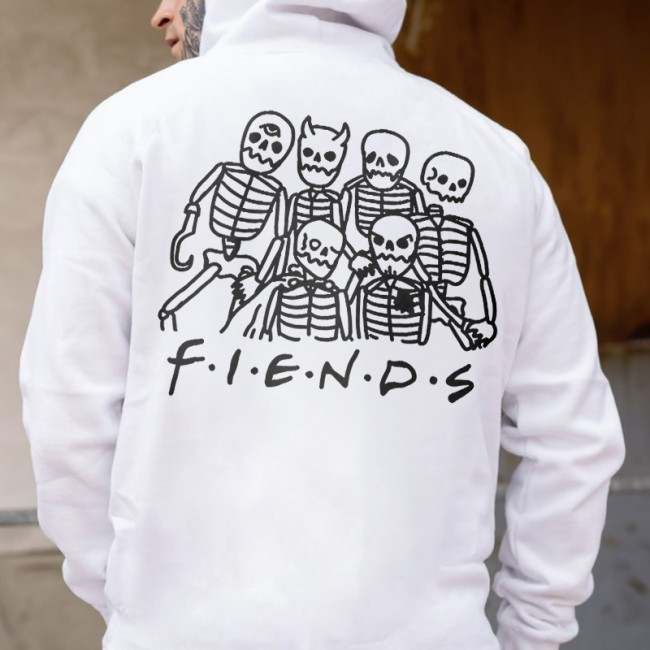 Fiends Skull Alloy Printed Casual Men's Hoodie