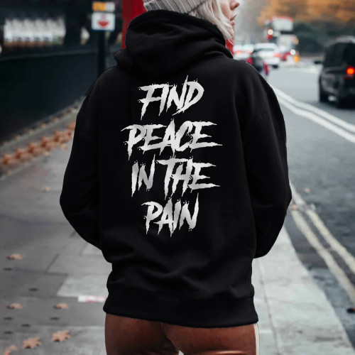 FIND PEACE IN THE RAIN Casual Hooded Sweater