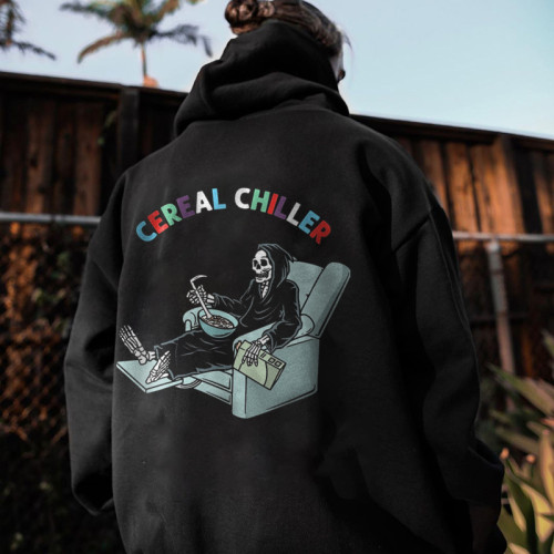 Cereal chiller casual skull designer black hoodie