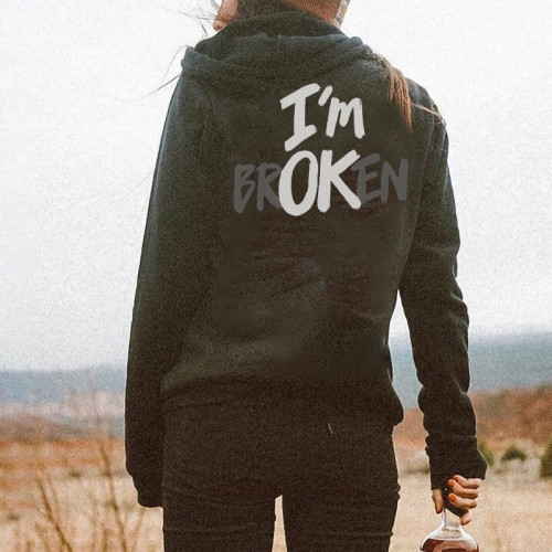 I'M OK Women's casual printed hoodie