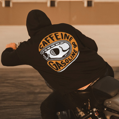 Caffeine&Gasoline skull print designer hoodie