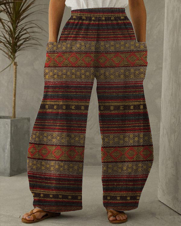 Geometric Pattern Comfort Wide Leg Pants