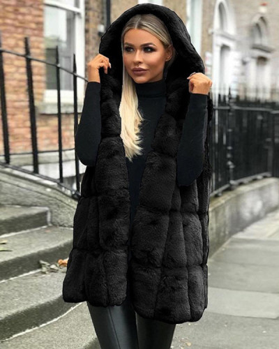 💥Last Sale 49%OFF 💥Hooded Jacket Faux Fur Ladies Vest Cardigan