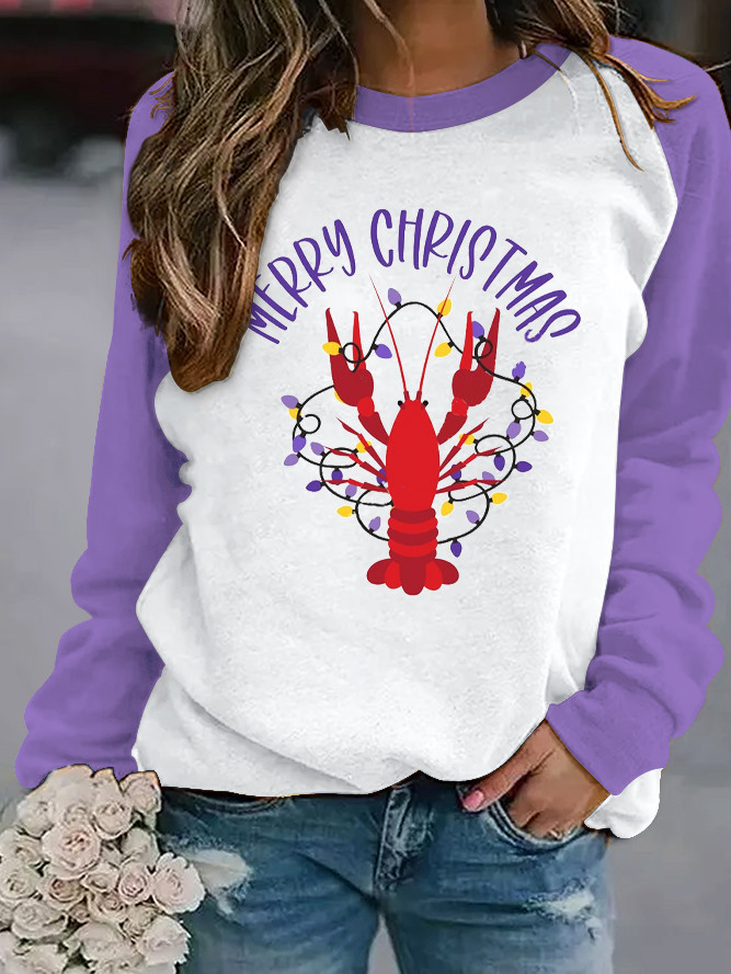 Women's Christmas Crawfish Crew Neck Sweatshirt