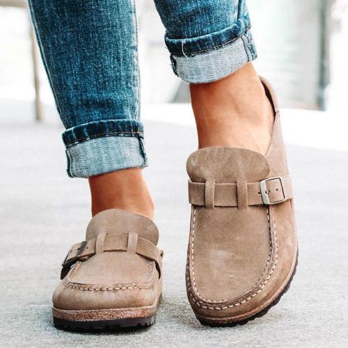 Women Casual Comfy Leather Slip On Sandals