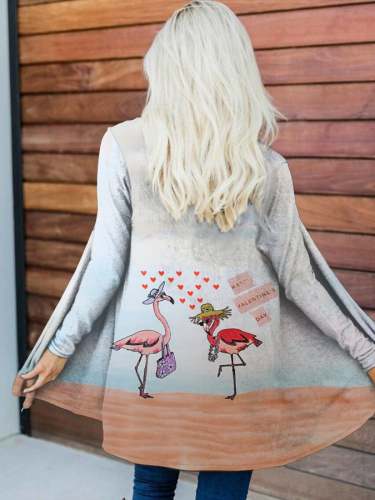 Women's Happy Valentine's Day Print Long Sleeve Cardigan